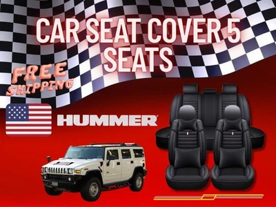 Fundas de asiento de coche delanteras/traseras HUMMER 5 piezas cuero extremadamente duradero negro Foto 1 de 4
