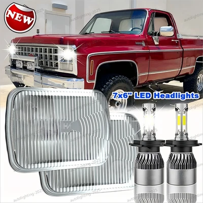 Faros LED 5x7" 7x6 Proyector H4 haz alto/bajo PARA Chevy K10 K20 C10 C20 Foto 1 de 4