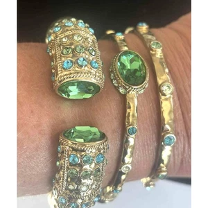 New $160 HEIDI DAUS "Suit Yourself" Set of 3 Hammered Bracelets Erionite S/M - Picture 1 of 6