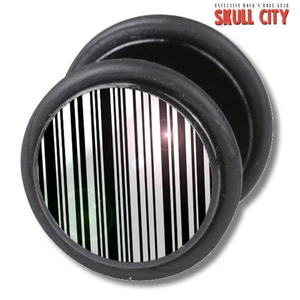 BARCODE FAKEPLUG - Fake Piercing Picture Plug Ohrstecker Schmuck - Retro Indie - Picture 1 of 1