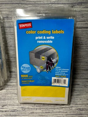 Staples Color Coding Circular Labels Print or Write Removable Yellow 3/4" - Image 1 of 2