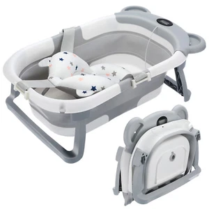 Faltbare Baby Badewanne Babywanne mit Kissen Anti-Rutsch Babybadewanne Sftaquseg - Bild 1 von 12
