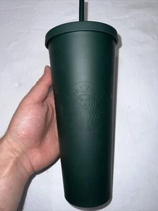 Starbucks Cold Cup Tumbler Venti 24 oz Soft Touch Matte Army Hunter Green RARE - Picture 1 of 5