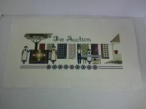 Finished Cross Stitch Told In A Garden The Auction Amish Quilts Completed 11x20 - Picture 1 of 5