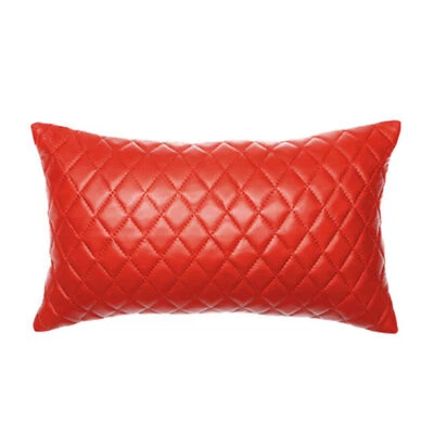 Pillow Cushion Set Genuine Soft Lambskin Stylish Cover Red Leather Decor Soft - Image 1 of 3