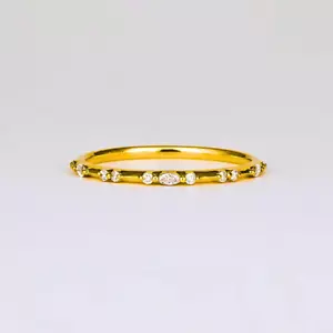 Diamond Engagement Band Round 0.10 Carat GLI HRD Lab Grown 18K Yellow Gold 5 6 7 - Picture 1 of 15