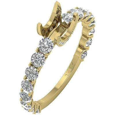 Solitaire Semi Mount Engagement Ring I1 G 1.10 Ct Round Diamond 14k Yellow Gold - Image 1 of 4