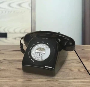 Binatone rotierendes Wähltelefon Retro Telefon schnurgebunden Festnetz einzelne Tastatur schwarz - Bild 1 von 5