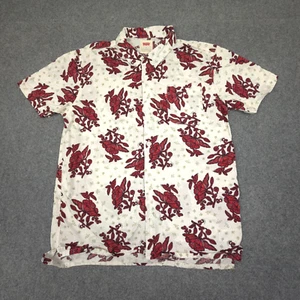 Levis Shirt Mens LARGE White Floral Short Sleeve Button Up collared Size L - Picture 1 of 8