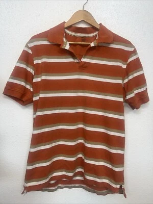 Camisa Faded Glory Mediana 38-40 Para Hombre 2 Botones Manga Corta Naranja Blanco Beige Foto 1 de 3