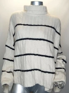 ELEVEN SIX  Ivory & Black Stripe Poncho Sweater One Size Women's  New  - Picture 1 of 9