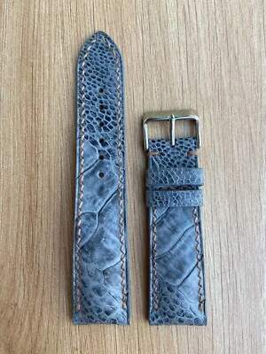 Correa de reloj de cuero de avestruz gris 26m 24mm 22mm 21mm 20mm 19mm 18mm 16mm Foto 1 de 4