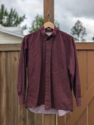 Vintage Crossings Peached Cotton Shirt L Geometric Diamond Pattern Burgundy Red - Image 1 of 4