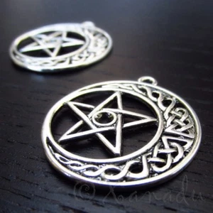 Celtic Pentagram Star 33mm Antiqued Silver Plated Pendants C8647 - 2, 5 Or 10PCs - Picture 1 of 2