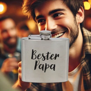 Edelstahl Flachmann mit Spruch BESTER PAPA 150 ml tolles Vatertag Weihnachten  - Bild 1 von 7