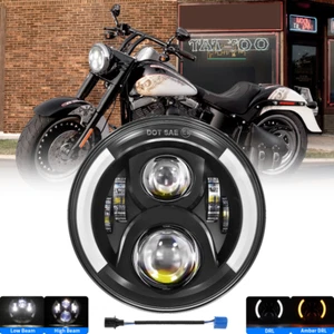 7"inch LED Headlight Hi/Lo Beam DRL Turn Signal for Softail Deluxe Road King - Picture 1 of 7