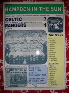 Celtic 7 Rangers 1 - Final de la Copa de la Liga 1957 - Estampado de recuerdo - Imagen 1 de 1