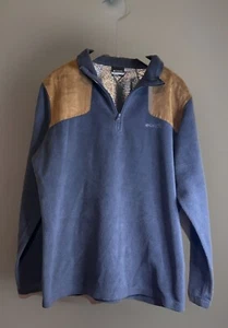Columbia Men's PHG Fleece Overlay 1/4 Zip Pullover Blue and Brown Size XL - Picture 1 of 5