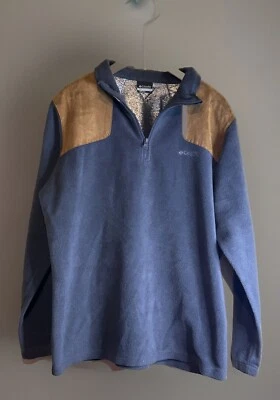 Columbia Men's PHG Fleece Overlay 1/4 Zip Pullover Blue and Brown Size XL - Image 1 of 4