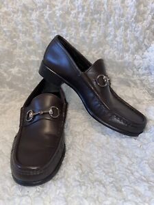 GUCCI BROWN MEN'S LOAFER WITH HORSEBIT Sz 8.5  015938