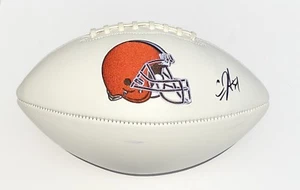 CLEVELAND BROWNS CARLOS HYDE SIGNED HANDSIGNIERT WHITE PANEL LOGO FOOTBALL COA - Bild 1 von 2