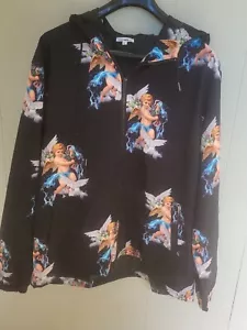 Fashion Nova Mens XXL 2XL Windbreaker Allover Print Jacket + Hood Angels/Doves - Picture 1 of 15