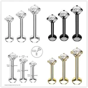 LOT50pc 16G Body Jewelry Piercing CZ Lip Labret Ring Ear Helix Bar Lip Piercing - Picture 1 of 12