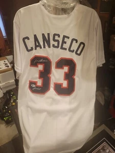 Jose Canseco signed White Texas Rangers Jersey "JUICED " Beckett COA  - Picture 1 of 3