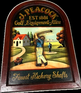Vintage Golf Wooden 3D Pub Sign Plaque J. Peacock Golf Equipment Attire C/1/2/13 - Picture 1 of 4