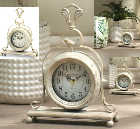 12.5" Nostalgic Farmhouse FRENCH-COUNTRY MANTLE TABLE DESK CLOCK * Bird * NIB Cover