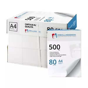 Imballaggi2000 - Risma Carta A4 per Stampante, 5 Risme da 500 Fogli 80 gr/mq - Foto 1 di 8