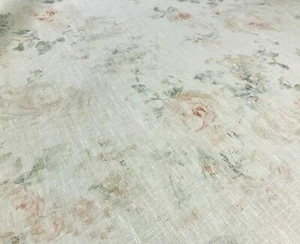 RALPH LAUREN ROSE "CAMILLE FLORAL" ACQUERELLO INGLESE FLOREALE LINO STAMPA TESSUTO* - Foto 1 di 7