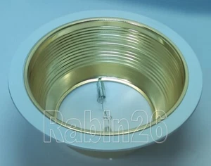 6 INCH RECESSED LIGHT STEP BAFFLE FOR R30 R40 GOLD BRASS REFLECTOR TRIM WHITE - Picture 1 of 1