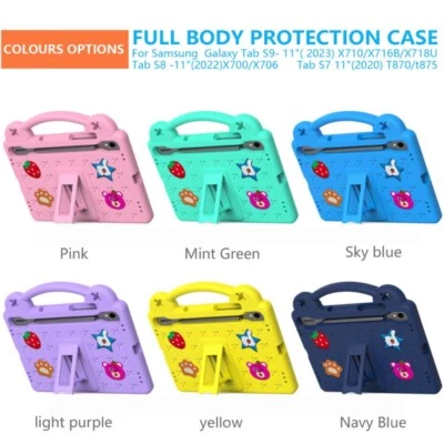 Case Kids Friendly Shockproof Handle Stand Cover For Samsung Galaxy Tab S7 S8 S9 - Image 1 of 4