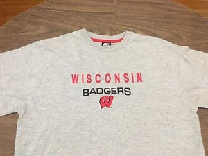 Camiseta mediana de los tejones de Wisconsin iniciador de equipo auténtica logotipo cosido - Imagen 1 de 6