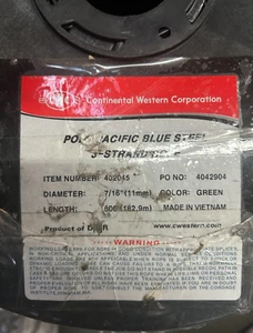 CWC BLUE STEEL™ Rope - 7/16" x 600' Teal W/Dk Blue Tracer (#402045) - Picture 1 of 3