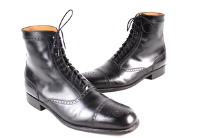 J M Weston Black Leather Cap Toe Ankle Boots Mens Size 11 D Made In France - Picture 1 of 9