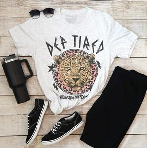 RETRO DEF  TIRED GRAPHIC TEE, Ash Gray - SHIRT - Womens OVERSIZED T-Shirt - Picture 1 of 4