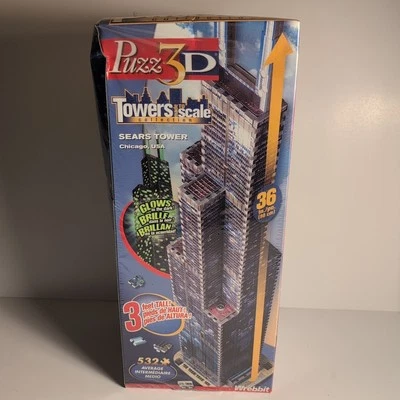 NEW 2003 Puzz 3D SEARS TOWER Towers Made To Scale Wrebbit 3 FEET TALL Puzzle - Image 1 of 4