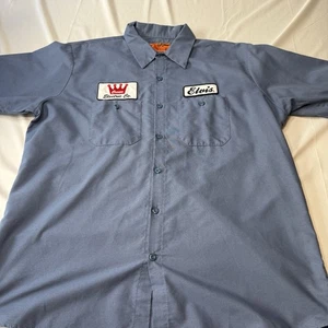 Elvis Presley - “Crown Electric Co” - Blue Shirt - Button Down/Collared - XL - Picture 1 of 4