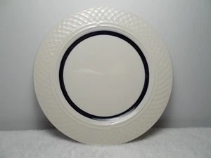 Vintage Homer Laughlin Gothic White & Navy Blue Band 8" Porcelain Salad Plate - Picture 1 of 3