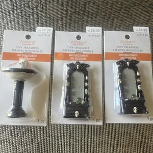 3 Ashland Tiny Treasures Halloween Miniatures Bat Wing Mirror & Skull Sink NIB - Picture 1 of 7