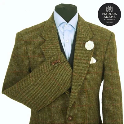 Harris Tweed Jacket Blazer 40L Country Windowpane Check Hacking Sports Green - Image 1 of 4