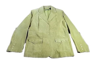 Vintage Liz Claiborne Women’s Size L 100% suede Green Blazer Jacket Pockets Y2K - Picture 1 of 9