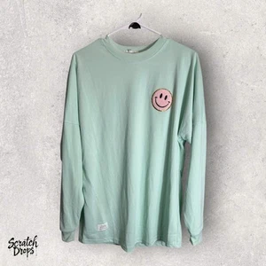 Simply Southern Langarmshirt Medium Mintgrün Smiley Gesicht Grafik Freizeit - Bild 1 von 3