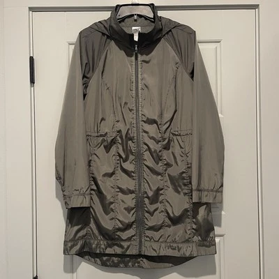 Athletic Works Rain Jacket/Wind Breaker Long Hooded Women’s Olive Green Size M - Image 1 of 4