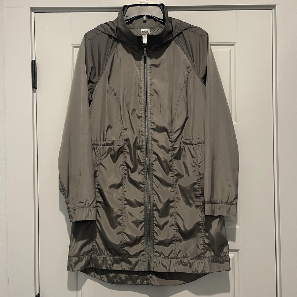 Athletic Works Rain Jacket/Wind Breaker Long Hooded Women’s Olive Green Size M - Image 1 of 4
