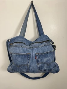 Levi’s Vintage Reworked Denim Blue Tote Bag Top Zip And Front Zip, Lined - Bild 1 von 5