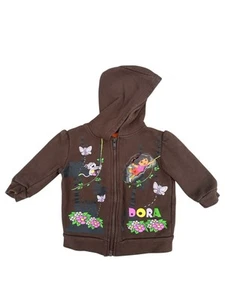 Vintage Dora the Explorer Nickelodeon Full Zip Brown Hooded Sweatshirt 18 Month - Picture 1 of 12