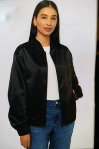 Edited by Remi Bader Damen Satin-Style Bomberjacke Schwarz 1X, Neu mit Etikett - Bild 1 von 3